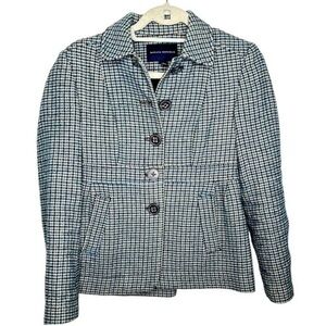 Banana Republic Peplum wool Coat Blue and Brown Houndstooth Size 0